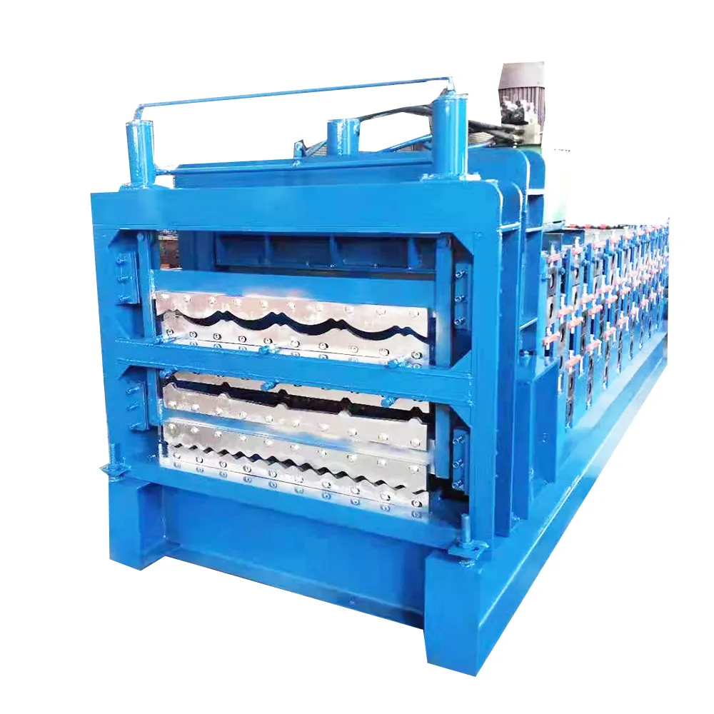 Lower Price Three Layer Trapezoidal Corrugated Metal Zinc Roofing Sheet Making Machine