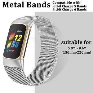 Boucle milanaise en métal pour <span class=keywords><strong>fitbit</strong></span> <span class=keywords><strong>charge</strong></span> 6 <span class=keywords><strong>bracelet</strong></span> de remplacement à <span class=keywords><strong>5</strong></span> bandes <span class=keywords><strong>bracelet</strong></span> magnétique en acier inoxydable <span class=keywords><strong>fitbit</strong></span> <span class=keywords><strong>charge</strong></span> <span class=keywords><strong>5</strong></span> Strap - Product Image 6
