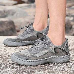 Baskets en maille à lacets respirantes, bout rond, semelle extérieure en caoutchouc, semelle intermédiaire en EVA, toutes saisons, couleur unie, chaussures pour hommes - Product Image 6