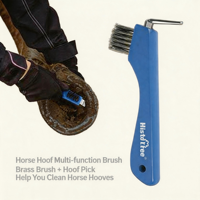 Kit de toilettage pour chevaux en gros, 6 pièces, bleu, avec sac à bandoulière transparent portable, ensemble complet de brosses équestres pour poney, écurie et concours