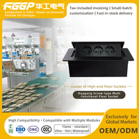 Prise de table escamotable avec 3 prises CA, 2 ports USB (A + Type-C), 20A CE pour tables de conférence