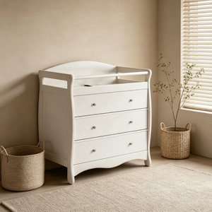 Mesa Cambiador de Bebés Blanca con Cajón y Almacenamiento, de Madera, Precio Mayorista - Product Image 2