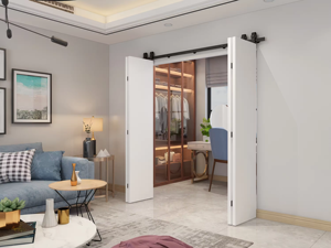 Vente en gros, quincaillerie de porte de grange coulissante intérieure en bois/<span class=keywords><strong>rouleau</strong></span> de porte coulissante - Product Image 5