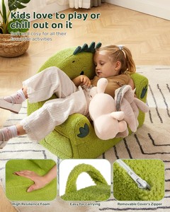 Canapé-lit pour enfants en mousse 28D ultra-douce, design <span class=keywords><strong>dinosaure</strong></span> vert, fabrication OEM ODM, pour garçons et filles, idéal pour la salle de jeux - Product Image 4
