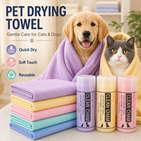 Serviette pour animaux de compagnie imprimée en PVA, douce et absorbante pour chiens et chats. Multicolores, motifs personnalisés, couleurs et emballages