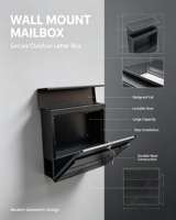 Boîte aux lettres murale moderne en acier galvanisé au design minimaliste pour entrée de maison ou appartement