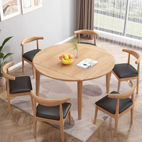 Table Ronde Pliante Scandinave Simple en Bois Massif, Petite Table Carrée pour la Maison et le Restaurant, Table et Chaises en Bois Naturel