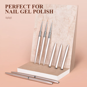 Nail Art Liner <b>Brush</b> Set Fine Tip Manicure Pen Synthetic Hair Metal Handle for Gel Polish Design - Product Image 1