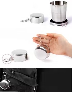 Verre à liqueur sûr de qualité alimentaire avec logo personnalisé 60ML 140ML 250ML Tasse pliante en acier inoxydable SilverGold pour voyage <span class=keywords><strong>randonnée</strong></span> pique-nique - Product Image 3