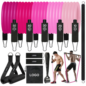 Pink Resistance <b>Bands</b> With Handles 5 Levels 10-50 Lbs Latex Exercise <b>Bands</b> Portable Multifunctional <b>Workout</b> Set For Adults - Product Image 1