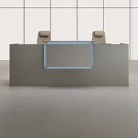 Bureau de réception commercial minimaliste en cuir peint |   Stockage intelligent + recharge sans fil |   Nouveau style chinois de luxe léger