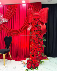 <span class=keywords><strong>Wedding</strong></span> Party <span class=keywords><strong>Hall</strong></span> Eventos Decoração Luxo Personalizado Esmeralda Vermelho Gelo Pano De Seda Contexto Cortina com ondulado Cortinas Decoração Do Evento - Product Image 3