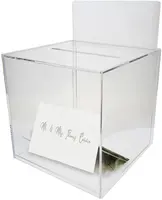 10 "Luxe Acryl Clear Hochzeits karte Spar büchse mit Klappdeckel und abnehmbarem Schild (klar)