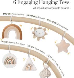 Washable Tummy Time <strong>Mat</strong> Baby Play Gym with 6 Stuffed Toys and 12 <strong>Milestone</strong> Cards Fitness Rack Baby Gym <strong>Mat</strong> for Infant &amp; Toddler - Product Image 4