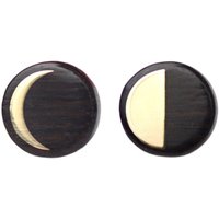 Boucles d'oreilles clous artisanales en bois de santal violet phase de lune et laiton, aiguille en argent S925, bijoux célestes zen, vente en gros personnalisée OEM ODM