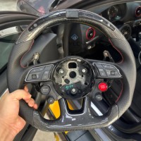 Volant en cuir avec bouton de démarrage S-Line pour Audi R8 TTRS C6 C7 S7 S4 A4 B8 RS3 SQ5 S5 B9 A6 C8 A3 2018