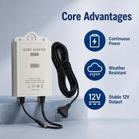 Adaptador de Corriente UPS de 12V 2A 24W para Exteriores, Resistente a la Lluvia, para Cámaras de Vigilancia