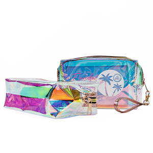 Wholesale Custom Shiny Cosmetics Makeup <strong>Bags</strong> Promotion Pvc Laser Holographic clear Travel Toiletry <strong>Bag</strong> <strong>rainbow</strong> <strong>Bag</strong> - Product Image 4