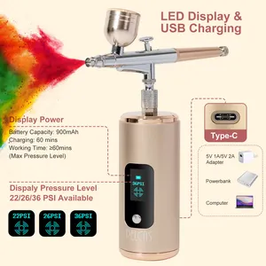 New Design Diy Cordless Nano Spray Gun Barber Nails Hair Makeup Air Compressor Kit Mini Airbrush