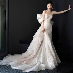 2024 Luxury Beaded Mermaid Wedding Dress Backless Elegant Bridal Gown Evening Dress
