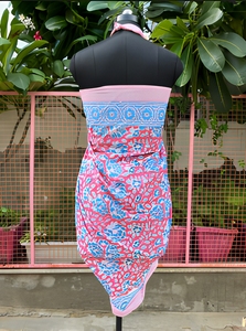 Women Floral Print Asymmetric Swimdress Bandeau Neckline Stretch Spandex Polyester Knitted Pareo <b>Beach</b> <b>Wrap</b> - Product Image 2