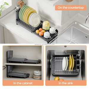 WIREKING, estante de secado de platos sobre el fregadero de acero inoxidable estirable, diseño pequeño, organizador de encimera de cocina, escurridor de platos - Product Image 2