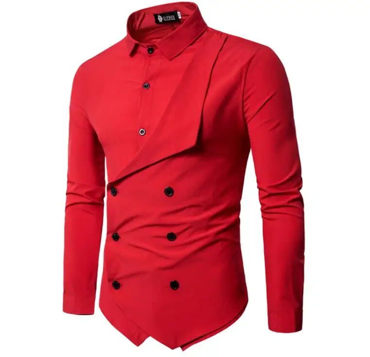 High Quality Fashion CUSTOM Brand Men's Suit Formal Plus Size Shirts Double Breasted Long Sleeve Men's Shirts