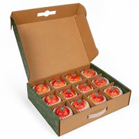 RDY Maßgefertigte Wellpappe-Obstverpackungsbox mit Trennwand und Griff, Recycelbare Karton-Geschenkbox für Pfirsiche, Kirschen, Beeren