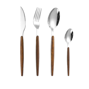 Portugal Réutilisable Or Portugais En Plastique Manche En <span class=keywords><strong>Bois</strong></span> En Acier Inoxydable <span class=keywords><strong>Couverts</strong></span> Argenterie Ensemble En Vrac pour Mariage pour Cadeaux - Product Image 1