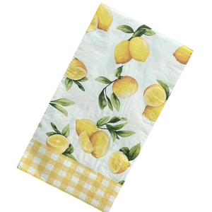 <span class=keywords><strong>Serviettes</strong></span> de table jetables 3 plis motif citron aquarelle avec bordure à carreaux pour réunions de famille et brunches festifs - Product Image 5
