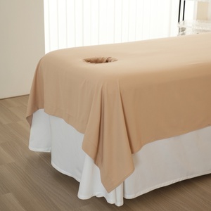 Drap <span class=keywords><strong>de</strong></span> table <span class=keywords><strong>de</strong></span> massage plat 240x140cm avec trou pour le visage Couvre-lit en coton pour le visage Drap <span class=keywords><strong>de</strong></span> table <span class=keywords><strong>de</strong></span> massage avec logo personnalisé - Product Image 2