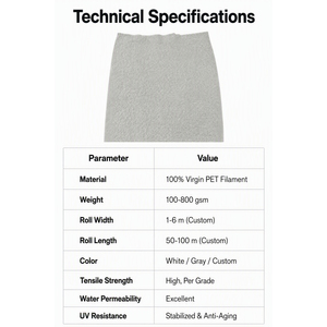 Rouleau de <span class=keywords><strong>géotextile</strong></span> non tissé en fibres staple, aiguilleté, en PET, pour la construction routière, le drainage, la filtration et la séparation - Product Image 3