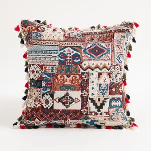 Summer Anne's American Retro Pillow Cover Moroccan Flower Ball Living Room Sofa Cushion Geometry Cushion Pillow Cover