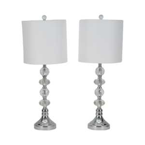 Lampade da tavolo in cristallo con paralumi bianchi per soggiorno, camera da letto, decorazione d'interni. - Product Image 1