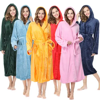 QZ Custom Logo Luxus warme haut freundliche Flanell koralle Damen Nachtwäsche Plus Size Home Wear Frauen Männer Nachtwäsche Robe