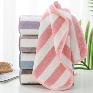 Bán buôn mềm khách sạn Khăn vuông tùy chỉnh san hô nhung sang trọng Terry sọc khăn tắm - Product Image 2