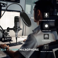 Microphone à Condensateur Gooermi BM700 avec Kit Carte Son Live, Pack Studio d'Enregistrement avec Changeur de Voix pour Studio