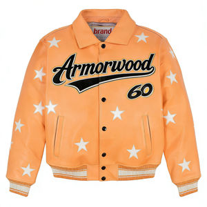 Chaqueta de Aviador de Cuero de Cordero con Bordado, Estampado y Relieve Personalizados para Hombre, Fabricante de Ropa Urbana OEM, Tallas Grandes - Product Image 5