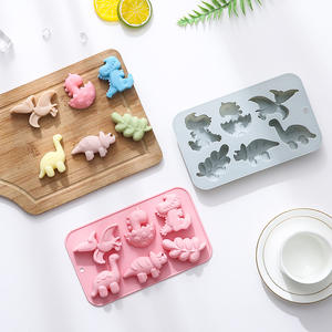 Moules à gâteau en silicone au design dinosaure, de qualité alimentaire, réutilisables, mignons, en silicone magnétique, pour chocolat, bonbons et glaces, moule DIY - Product Image 3