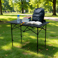 Table de camping pliable en métal portable, table pliante à plateau roulant réglable en hauteur pour pique-nique, randonnée et barbecue