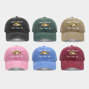 Casquette de baseball unisexe brodée 'WANT ME FISH <span class=keywords><strong>FEAR</strong></span> ME' en coton lavé à 100 %, 6 panneaux, pour la pêche - Product Image 2