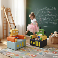 Canapé-lit moderne en mousse pour enfants, en forme de robot, doux et ludique, idéal pour chambre, salon, crèche et salle de jeux