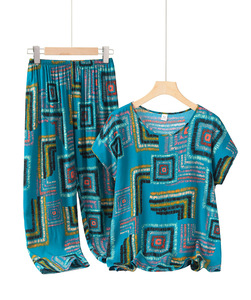 Set di pigiami <span class=keywords><strong>estivi</strong></span> a manica corta da <span class=keywords><strong>donna</strong></span> in <span class=keywords><strong>cotone</strong></span> di seta <span class=keywords><strong>vestiti</strong></span> per la casa larghi di grandi dimensioni da esterno - Product Image 5