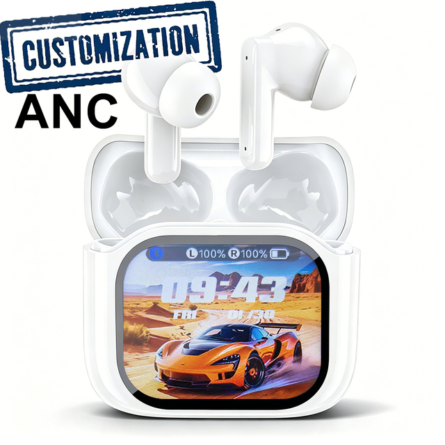 JM19 Touch Screen Earbuds ANC Active Noise Reduction Earphones with Search Earphones and Remote Control Camera Function