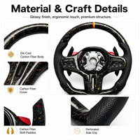Volant de course en cuir en véritable fibre de carbone sergé, à fond plat, section D, perforé, anti-transpiration, avec grip confortable et LED personnalisable