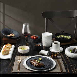 Yayu 2024 Design Creativi <span class=keywords><strong>Piatti</strong></span> in Ceramica Irregolari Bianco <span class=keywords><strong>e</strong></span> Nero Vajillas De Porcelana per Ristoranti - Product Image 6