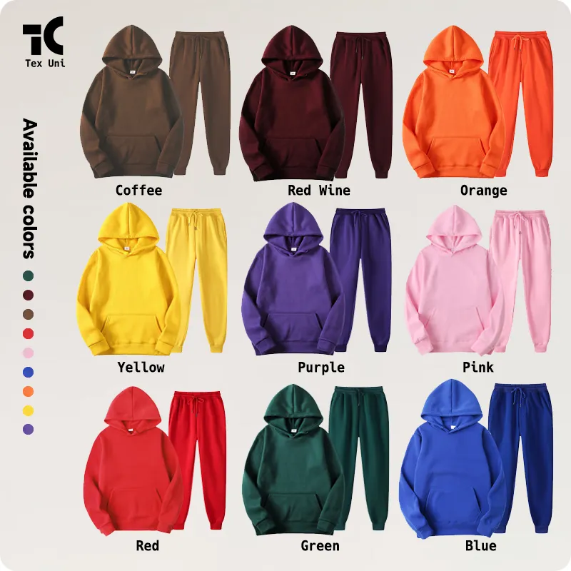 Jogginghose und Joggerset Pullover einfarbige Tracksuit individuelle Trainingsanzüge leuchtende Farben für Herren Jogginganzüge Hoodie-Set