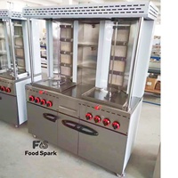 Grill à gaz vertical double tête pour gyros et shawarma turcs, style Moyen-Orient, à vendre