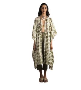 Vintage été bohème caftan Kimono surdimensionné femmes Long Cardigan plage couverture robe mi-longue cravate teinture naturel respirant - Product Image 1