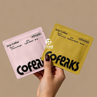 Emballage de sachet de café filtre imprimé sur mesure, sachet d'échantillon de thé thermoscellé, sachet à trois côtés scellés pour poudre de café
